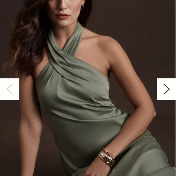 Anthropology BHLDN Ruby Twist Halter Satin Gown size US 10 UK 14 EU 42 - Picture 2 of 11